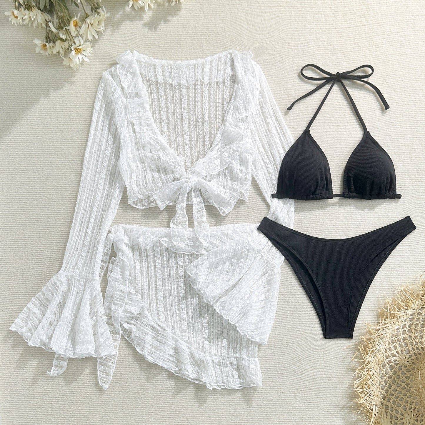 4-Piece Sexy Lace Mesh Bikini Set | ZAKAPOP