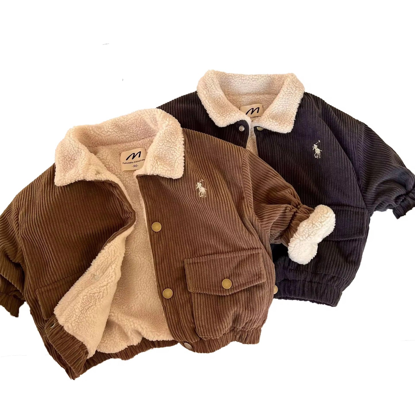Baby Boy Corduroy Jacket - Sherpa Lined Winter Coat for Toddlers