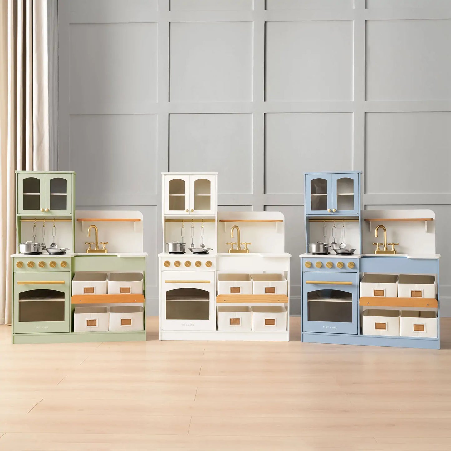 Tiny Land® Wooden Play Kitchen with Storage for Creative Toddlers