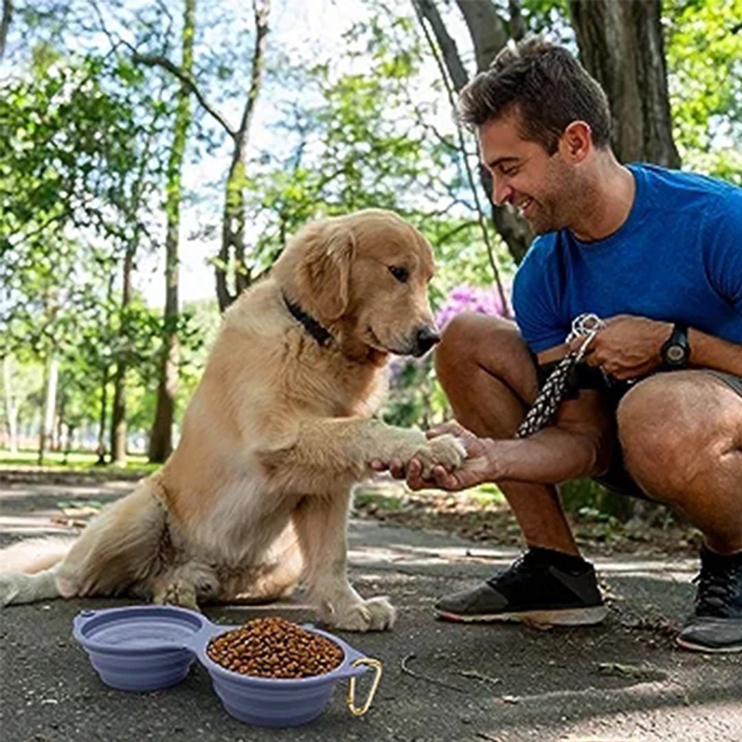Collapsible Double Pet Bowl – Lightweight & Portable for Travel