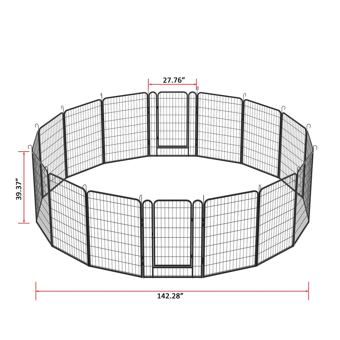 16 Panels Heavy-Duty Metal Playpen with Door, 39.37' H Dog Fence Pet Exercise Pen for Outdoor, Indoor