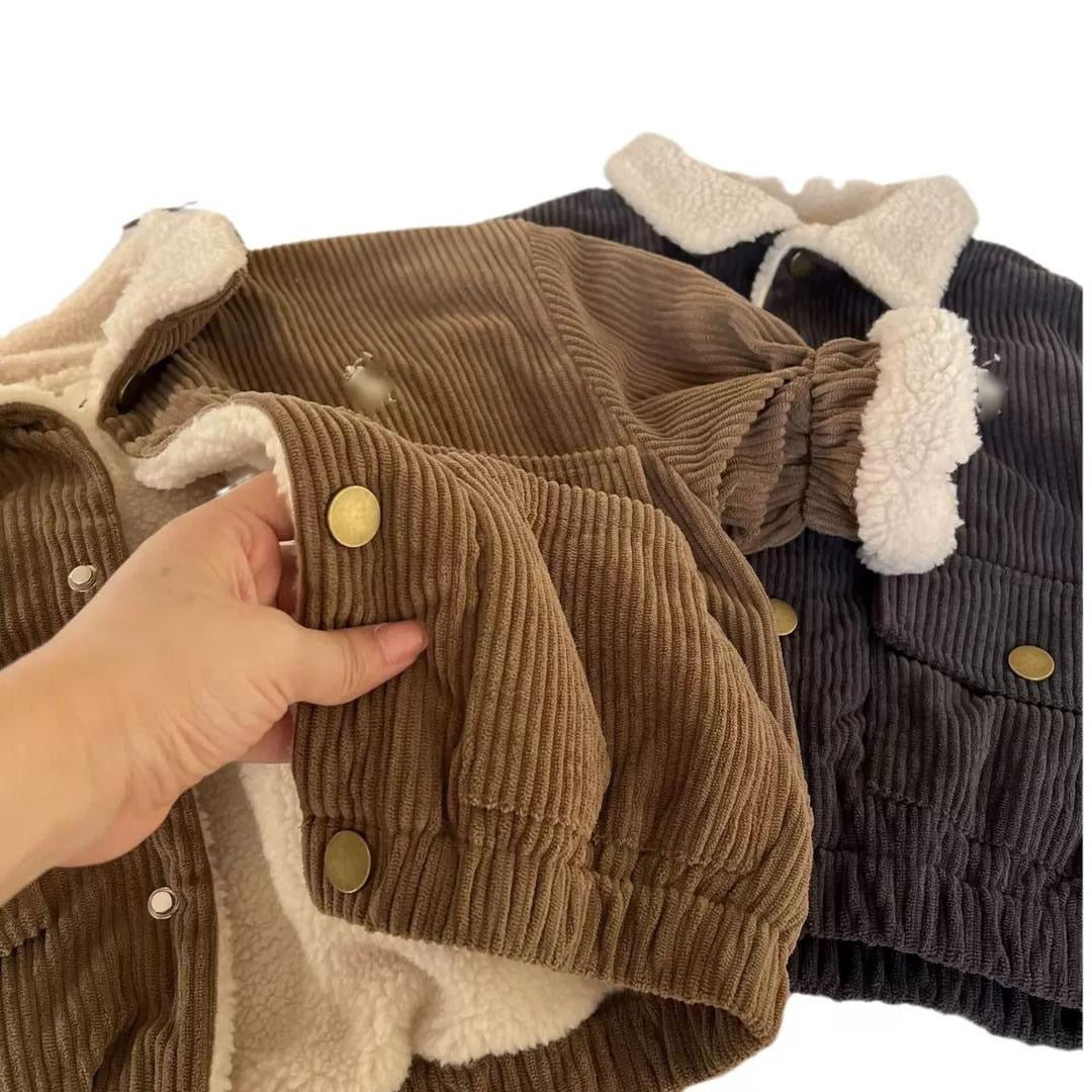 Baby Boy Corduroy Jacket - Sherpa Lined Winter Coat for Toddlers