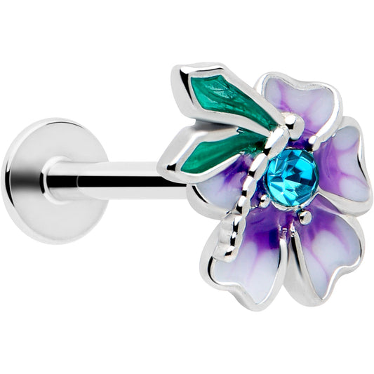 16G 5/16 Blue Gem Faerie Flower Purple Labret Monroe Tragus