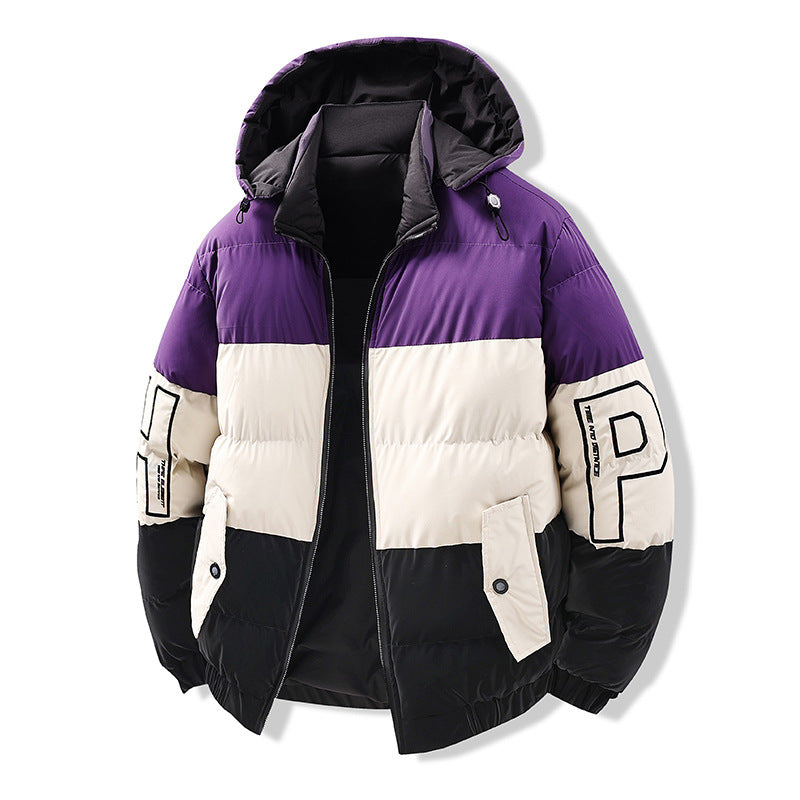 Color-blocking Euro-American Style Reversible Cotton Jacket