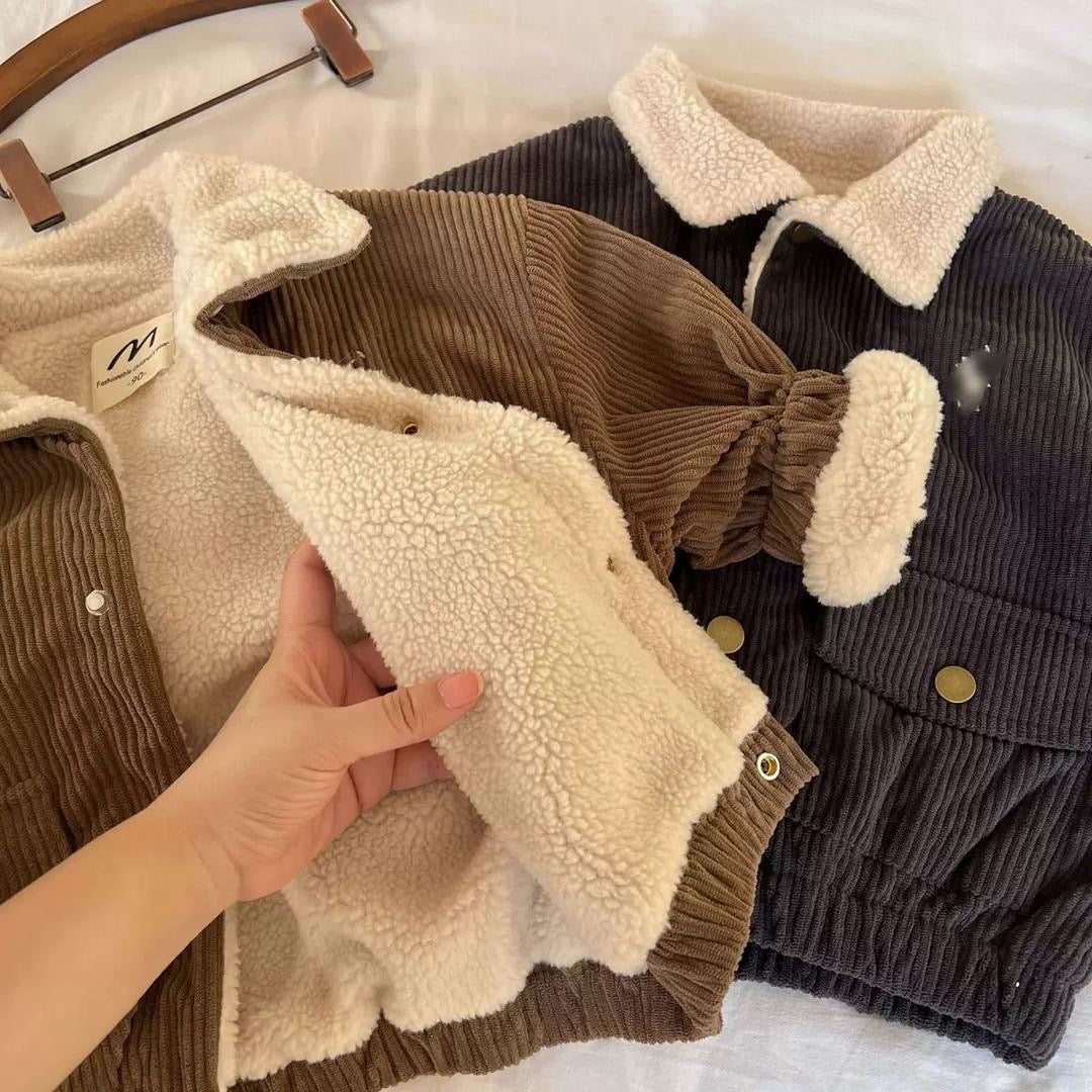 Baby Boy Corduroy Jacket - Sherpa Lined Winter Coat for Toddlers