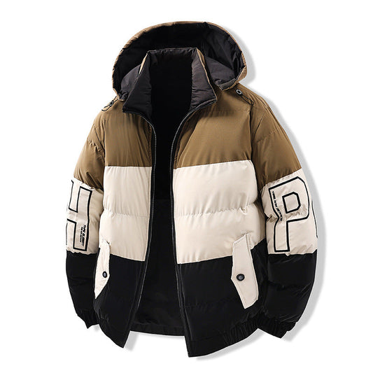 Color-blocking Euro-American Style Reversible Cotton Jacket