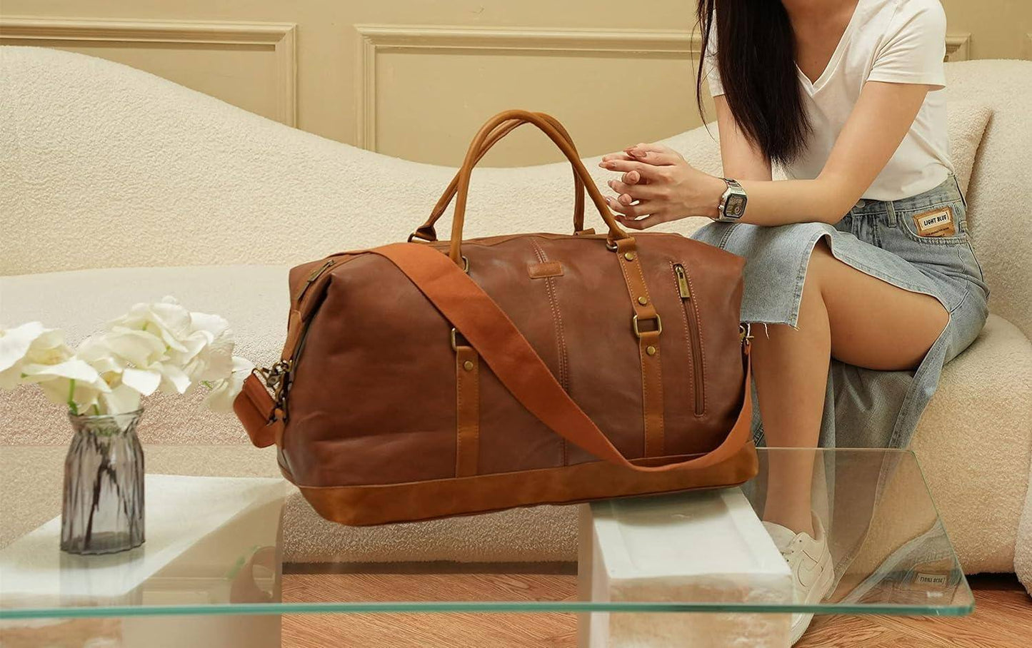 Leather Travel Duffel Bag – Vintage Carry-On Weekender