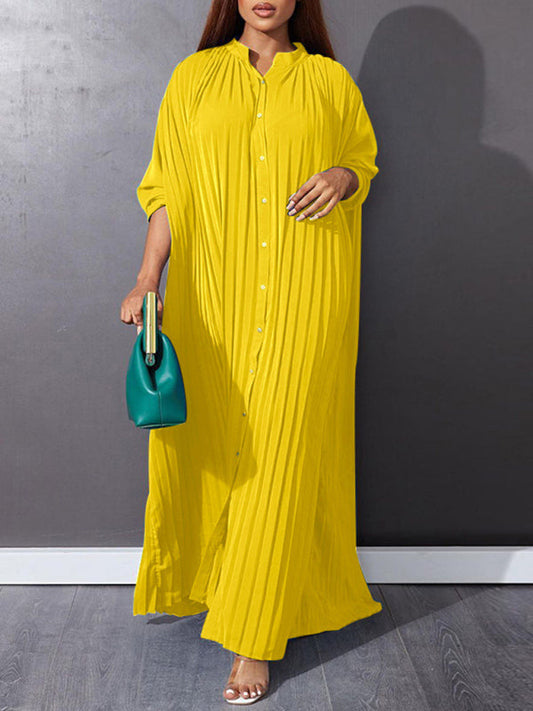 Plus size women's new fashion loose casual pleated dress